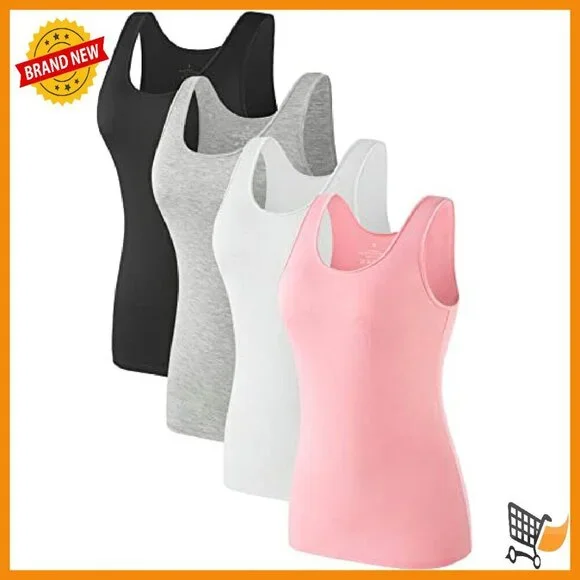 Soft Seamless Tank Tops 4-Pack Women's Layering Basic Undershirts - Picture 2 of 8